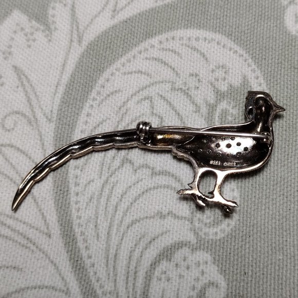 Marcasite & CZ Sterling Silver Bird Brooch - Picture 5 of 6